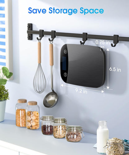 Food Scale 22Lbs Digital Kitchen Scale for Cooking Baking Weight Loss, Weighs in Grams and Ounce with 0.1Oz/1G Resolution, Sleek Design and Large LCD Screen